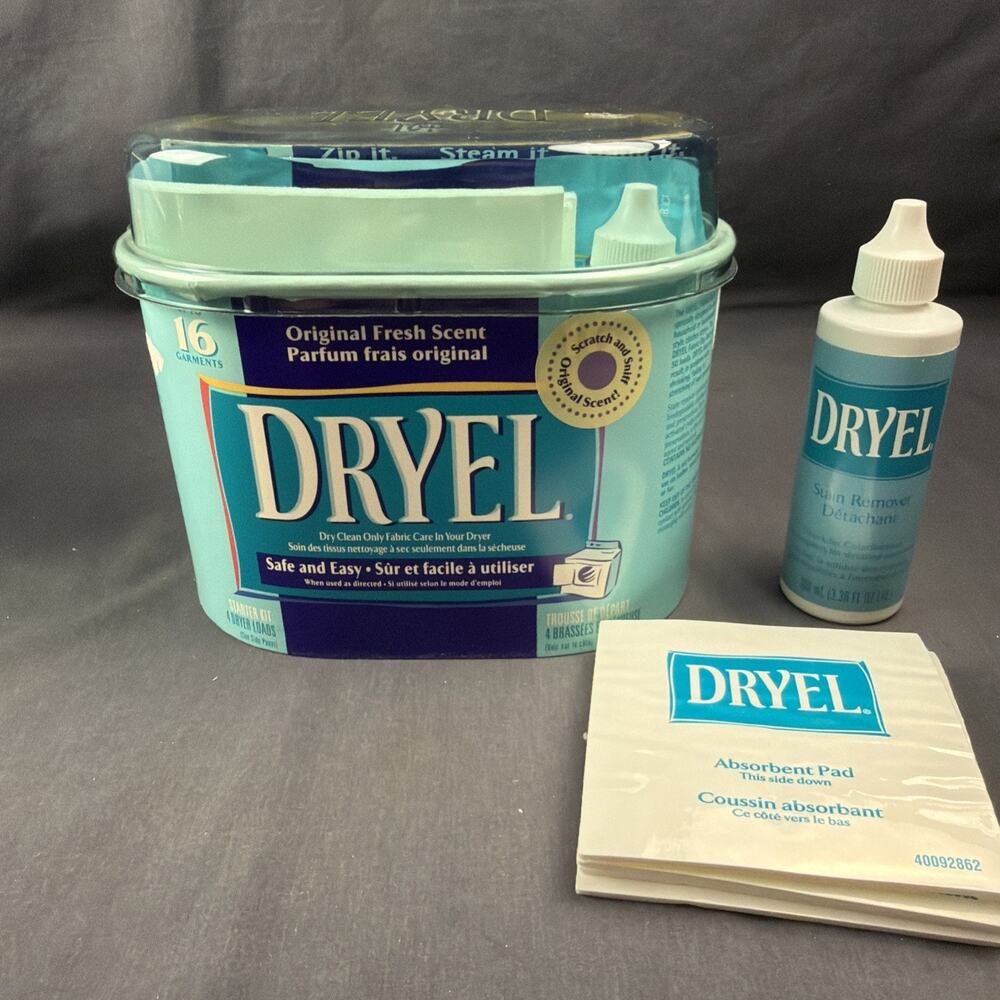 Dryel Dry Cleaning Starter Kit Extra Pads & Solution No Bag 2002